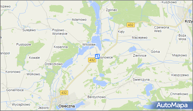 mapa Wojnowice gmina Osieczna, Wojnowice gmina Osieczna na mapie Targeo