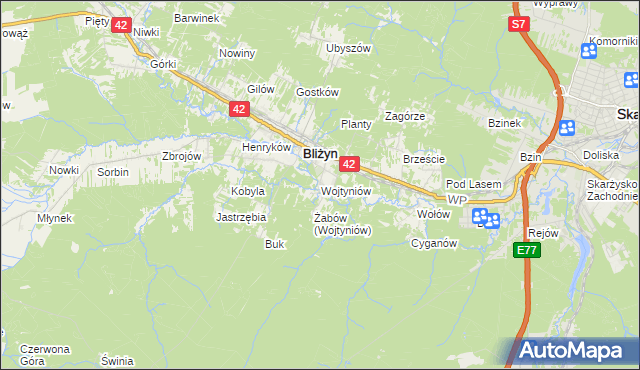 mapa Wojtyniów, Wojtyniów na mapie Targeo