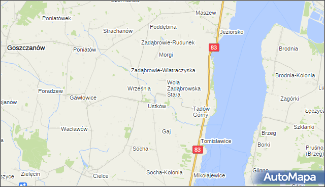 mapa Wola Zadąbrowska, Wola Zadąbrowska na mapie Targeo