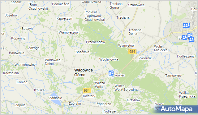 mapa Wychylówka, Wychylówka na mapie Targeo