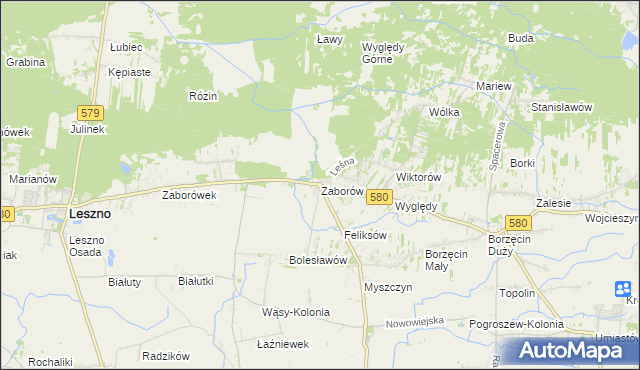 mapa Zaborów gmina Leszno, Zaborów gmina Leszno na mapie Targeo