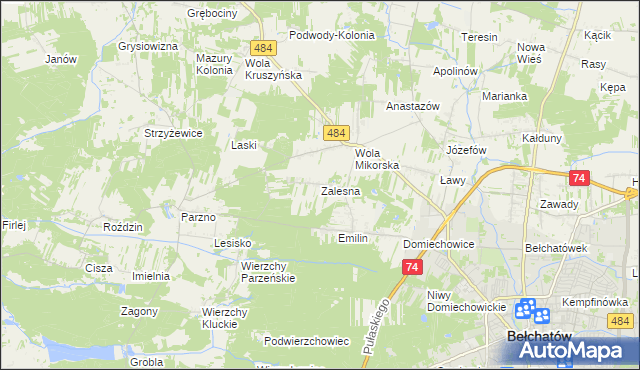 mapa Zalesna, Zalesna na mapie Targeo