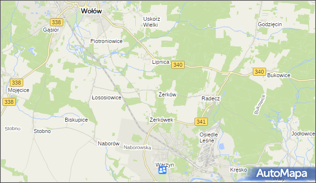 mapa Żerków gmina Brzeg Dolny, Żerków gmina Brzeg Dolny na mapie Targeo