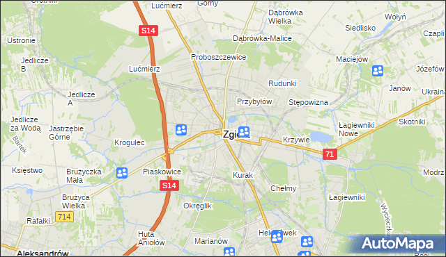 mapa Zgierz, Zgierz na mapie Targeo