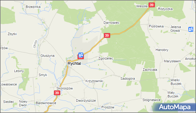 mapa Zgorzelec gmina Rychtal, Zgorzelec gmina Rychtal na mapie Targeo