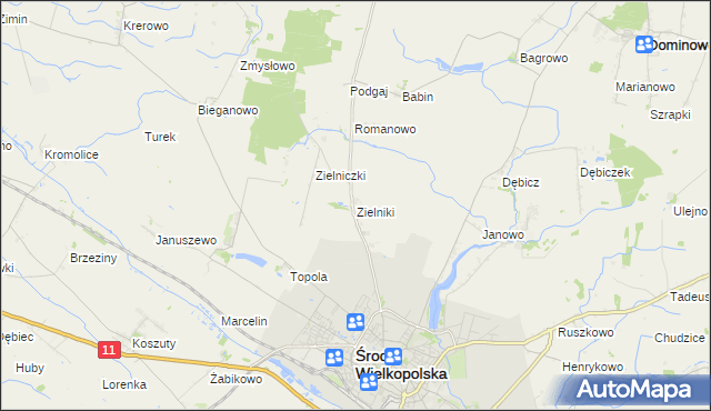 mapa Zielniki, Zielniki na mapie Targeo