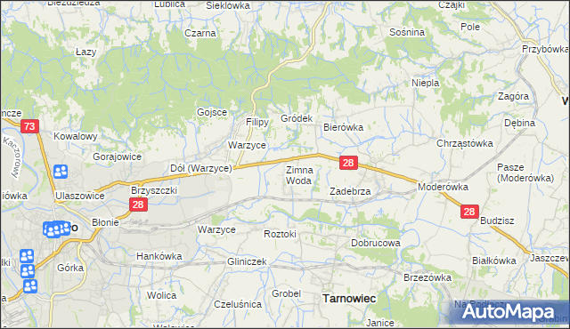 mapa Zimna Woda gmina Jasło, Zimna Woda gmina Jasło na mapie Targeo