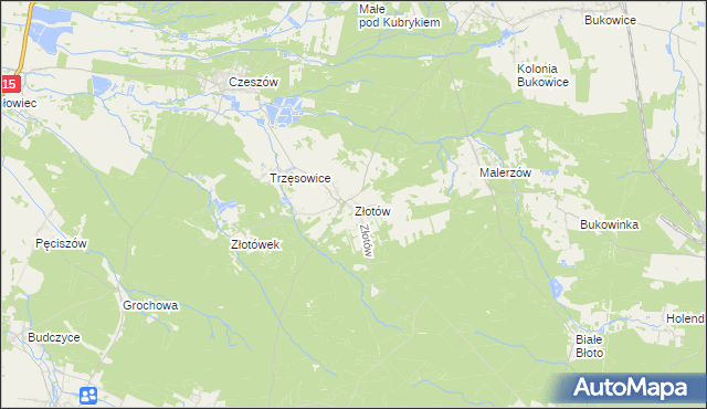 mapa Złotów gmina Zawonia, Złotów gmina Zawonia na mapie Targeo