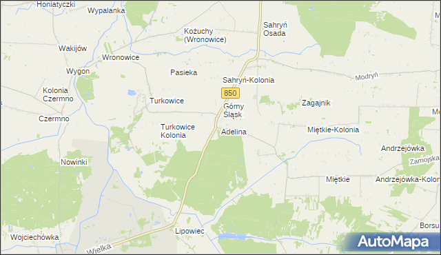 mapa Adelina gmina Werbkowice, Adelina gmina Werbkowice na mapie Targeo