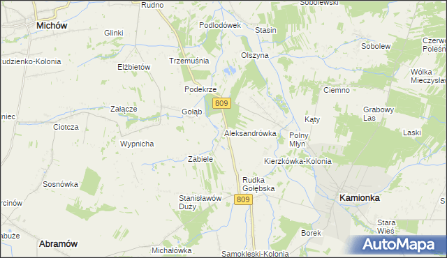 mapa Aleksandrówka gmina Michów, Aleksandrówka gmina Michów na mapie Targeo