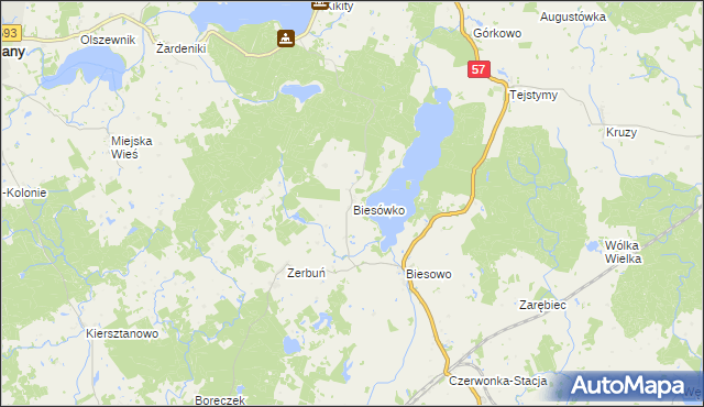 mapa Biesówko, Biesówko na mapie Targeo