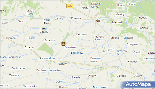 mapa Brzozowiec gmina Iłów, Brzozowiec gmina Iłów na mapie Targeo