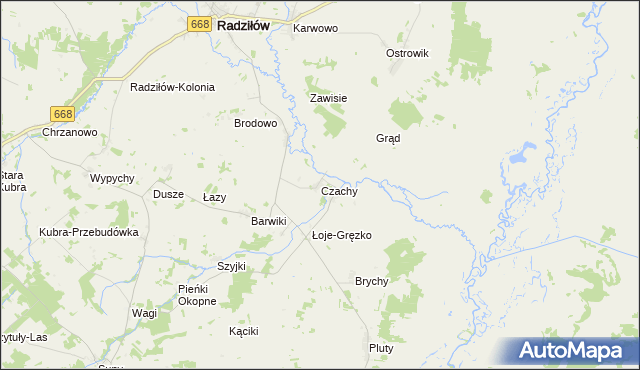 mapa Czachy gmina Radziłów, Czachy gmina Radziłów na mapie Targeo