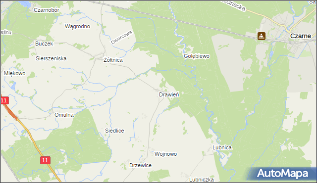 mapa Drawień, Drawień na mapie Targeo