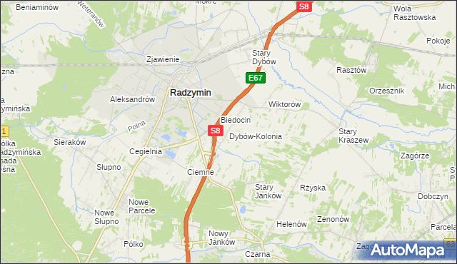 mapa Dybów-Kolonia, Dybów-Kolonia na mapie Targeo