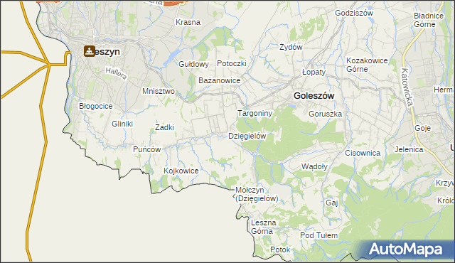 mapa Dzięgielów, Dzięgielów na mapie Targeo