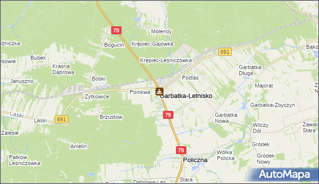 mapa Garbatka-Letnisko, Garbatka-Letnisko na mapie Targeo