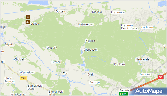 mapa Głęboczek gmina Szubin, Głęboczek gmina Szubin na mapie Targeo