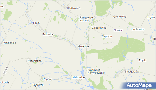 mapa Gołębice, Gołębice na mapie Targeo