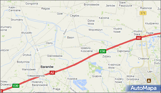 mapa Izdebno Kościelne, Izdebno Kościelne na mapie Targeo