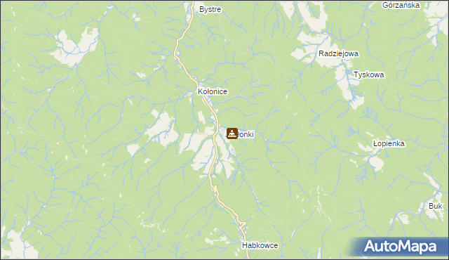 mapa Jabłonki gmina Baligród, Jabłonki gmina Baligród na mapie Targeo