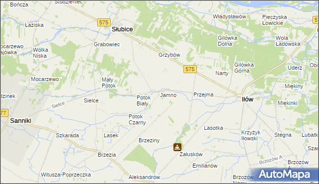 mapa Jamno gmina Słubice, Jamno gmina Słubice na mapie Targeo