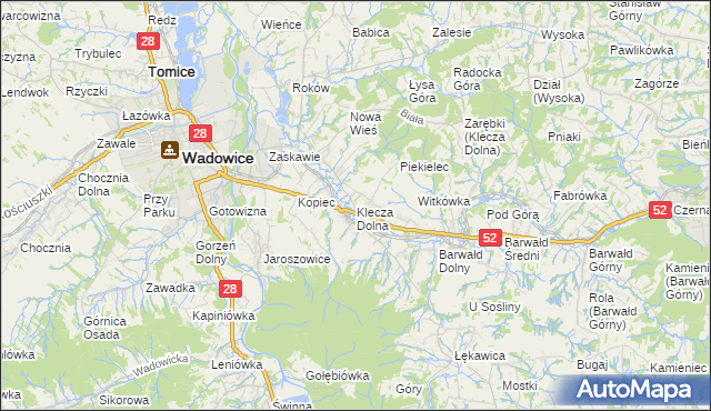 mapa Klecza Dolna, Klecza Dolna na mapie Targeo