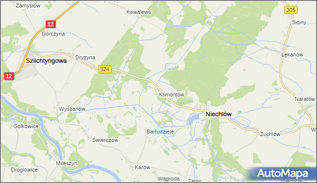 mapa Klimontów gmina Niechlów, Klimontów gmina Niechlów na mapie Targeo