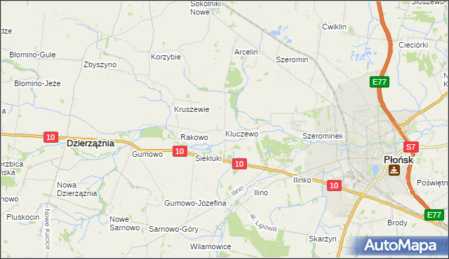 mapa Kluczewo gmina Płońsk, Kluczewo gmina Płońsk na mapie Targeo