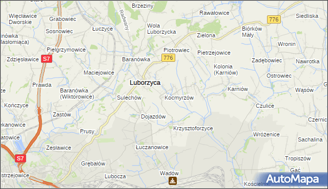 mapa Kocmyrzów, Kocmyrzów na mapie Targeo