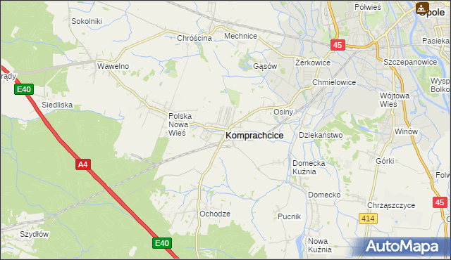 mapa Komprachcice, Komprachcice na mapie Targeo
