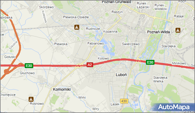 mapa Kotowo gmina Poznań, Kotowo gmina Poznań na mapie Targeo