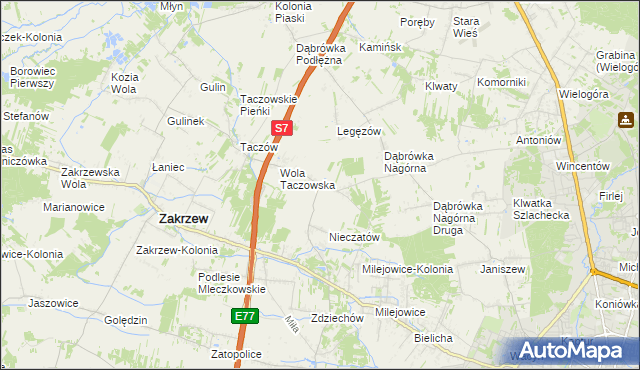 mapa Kozinki, Kozinki na mapie Targeo