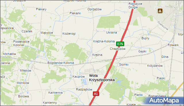 mapa Krężna, Krężna na mapie Targeo