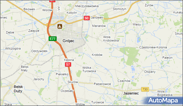 mapa Krobów, Krobów na mapie Targeo