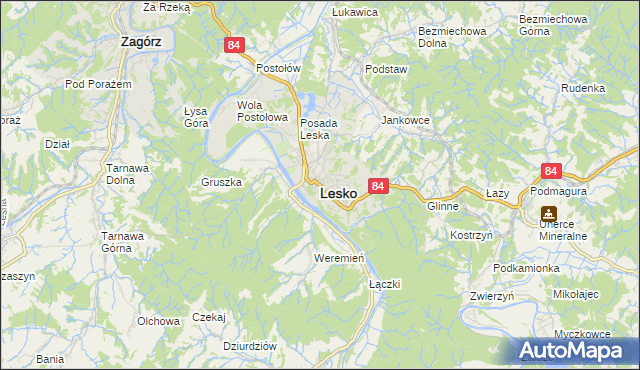 mapa Lesko, Lesko na mapie Targeo