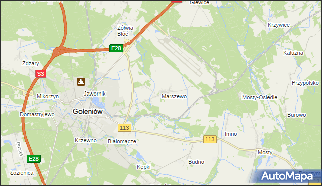 mapa Marszewo gmina Goleniów, Marszewo gmina Goleniów na mapie Targeo