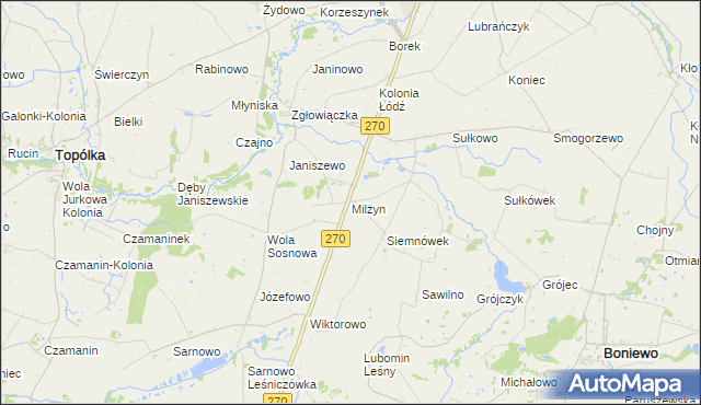 mapa Milżyn, Milżyn na mapie Targeo