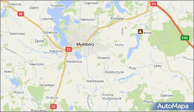 mapa Mirawno, Mirawno na mapie Targeo