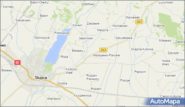 mapa Młodojewo-Parcele, Młodojewo-Parcele na mapie Targeo