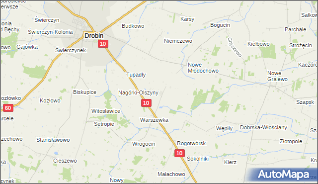 mapa Nagórki Dobrskie, Nagórki Dobrskie na mapie Targeo