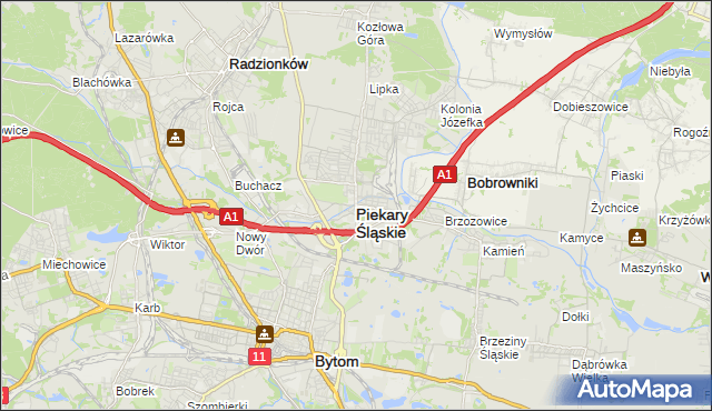 mapa Piekary Śląskie, Piekary Śląskie na mapie Targeo