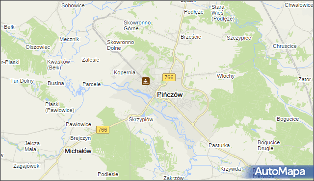 mapa Pińczów, Pińczów na mapie Targeo