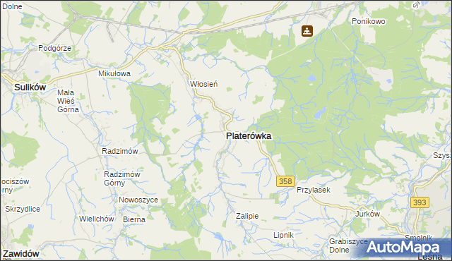 mapa Platerówka, Platerówka na mapie Targeo