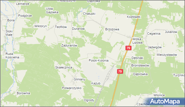 mapa Potok gmina Ożarów, Potok gmina Ożarów na mapie Targeo