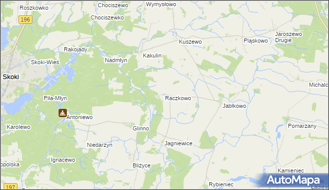 mapa Raczkowo, Raczkowo na mapie Targeo