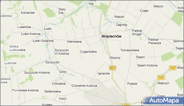 mapa Romanówka gmina Wojciechów, Romanówka gmina Wojciechów na mapie Targeo