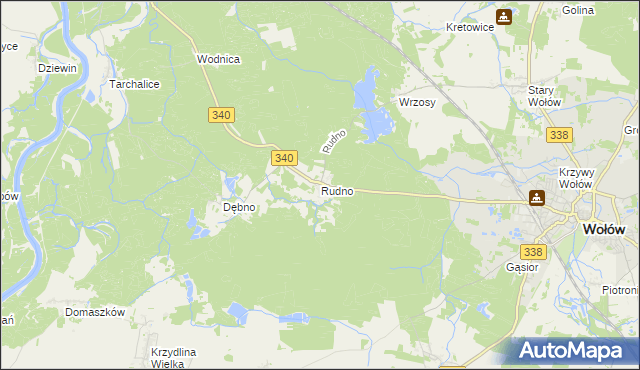 mapa Rudno gmina Wołów, Rudno gmina Wołów na mapie Targeo