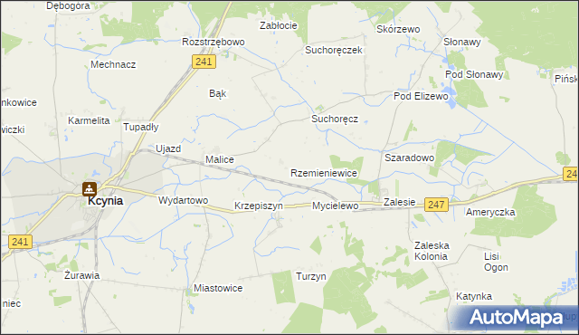 mapa Rzemieniewice gmina Kcynia, Rzemieniewice gmina Kcynia na mapie Targeo