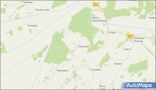 mapa Siekowo, Siekowo na mapie Targeo